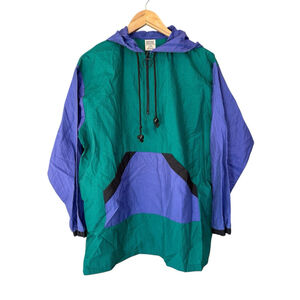 Vintage 1990s USA-Made Track Jacket Purple Green Colorblock Windbreaker Large